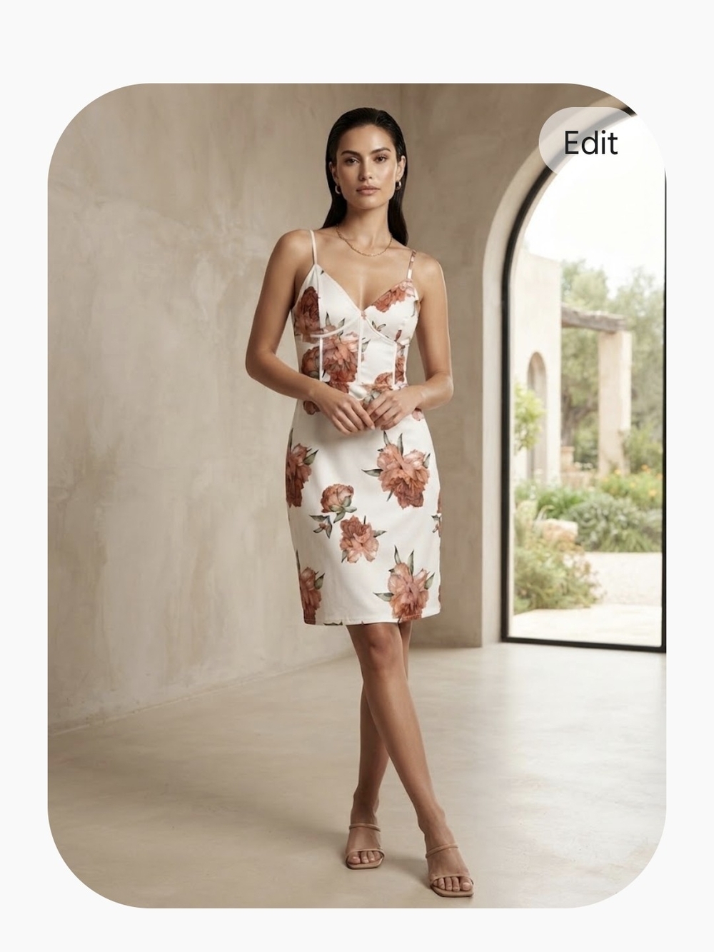 GUESS Floral Mini Dress in White & Pink Size XL